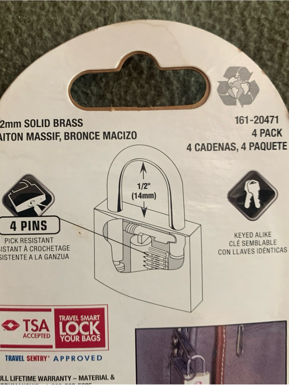 New Brinks TSA Accepted solid brass locks. Set of 4. 161-20471 - Picture 5 of 6